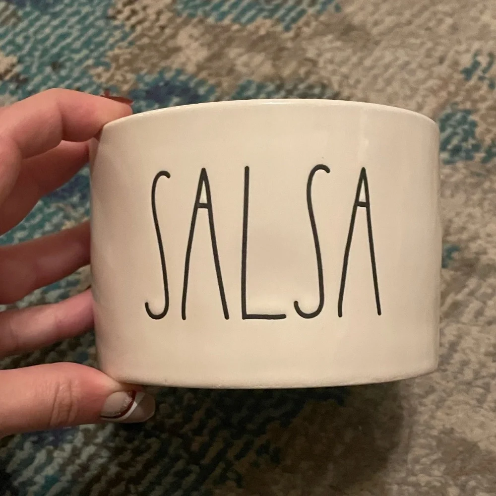 Rae Dunn Salsa and Guac Ceramic Serving Bowl Set with 2 Bamboo Spoons